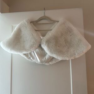Elegant White Faux Fur Shawl